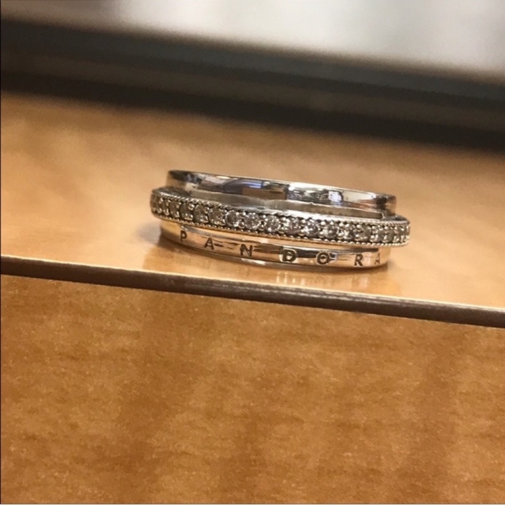 $95 New Pandora Triple Band Pave Ring Size 5 - Picture 14 of 14